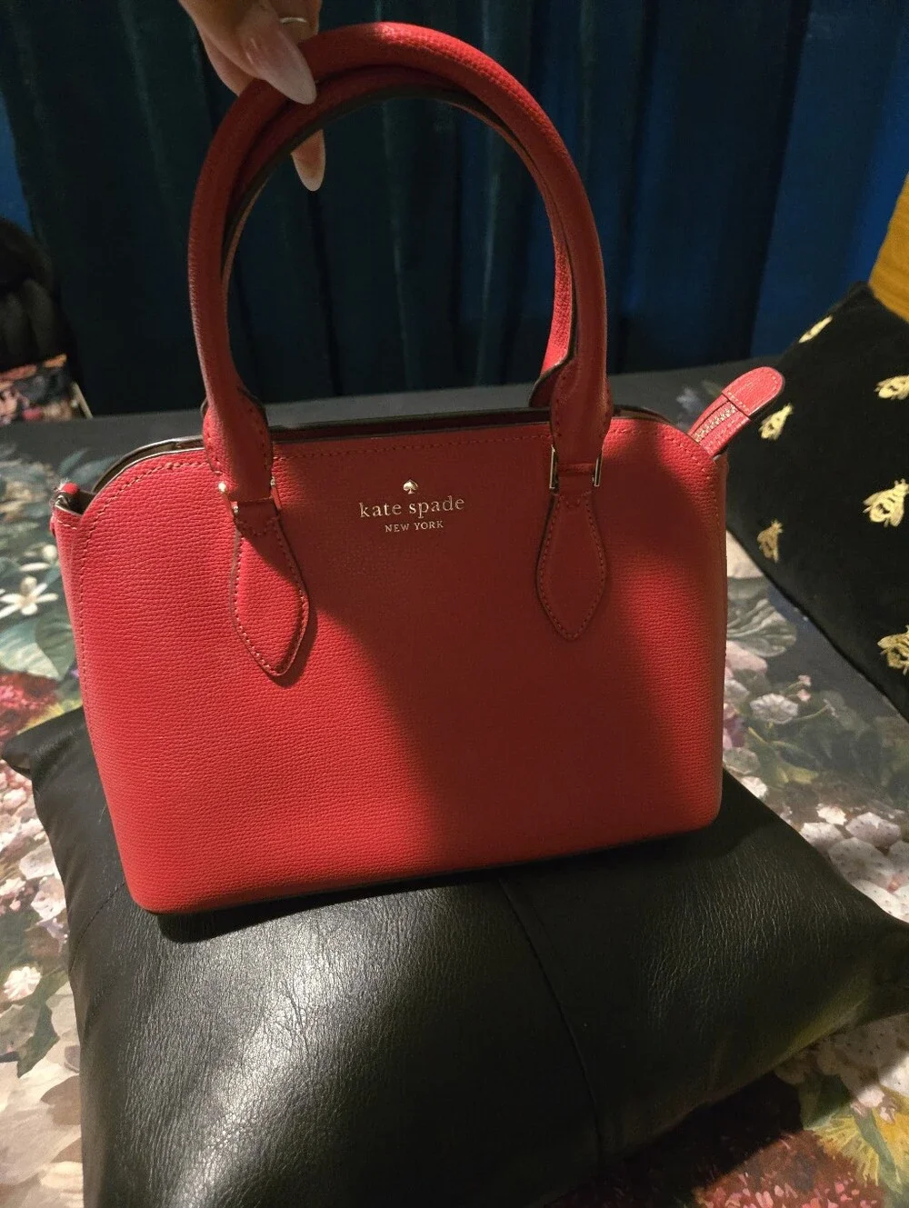 kate spade red pebbled leather satchel